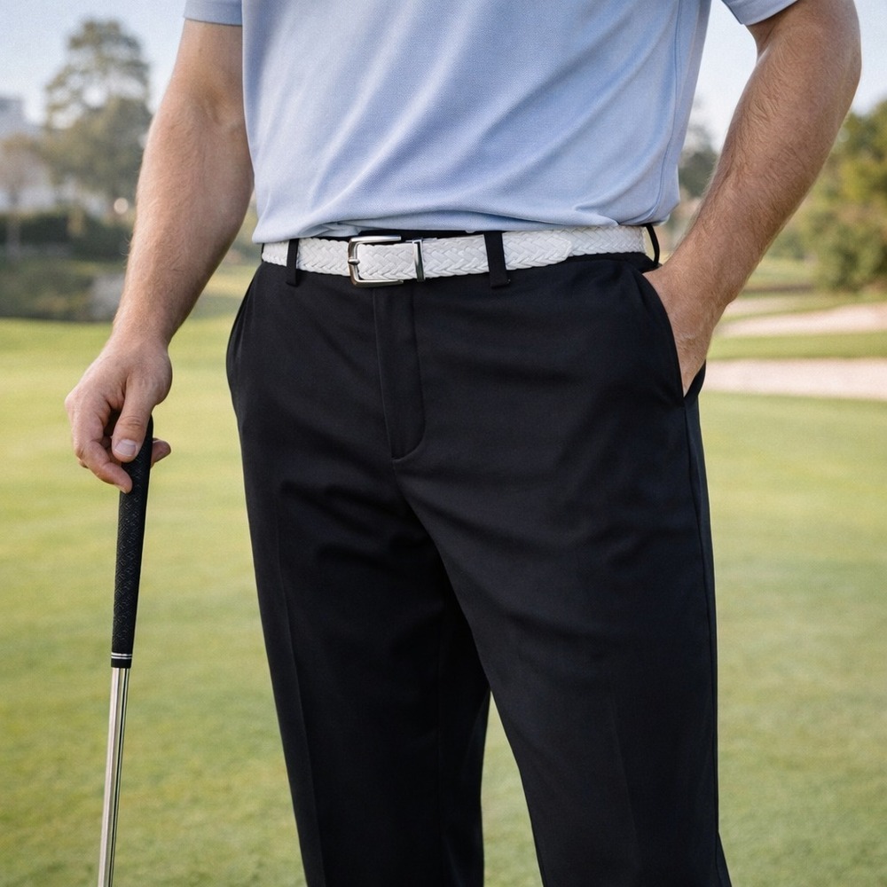 Peter Millar Mens Golf Performance Pants 40 Black Flat Front Lightweight‎